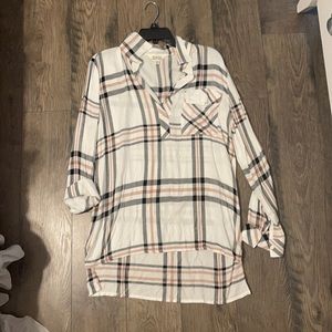 Small, long white, mauve, and black flannel